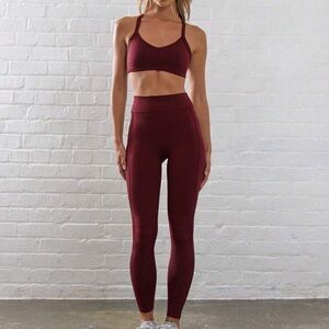 Burgundy Sports Bra and Leggings Set